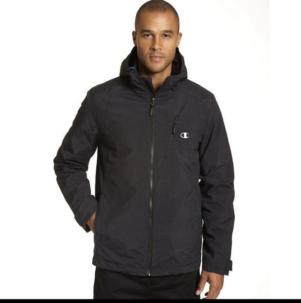 Champion Men’s Black Techwear Hooded Puffer Jacket Medium Full Zip NWT